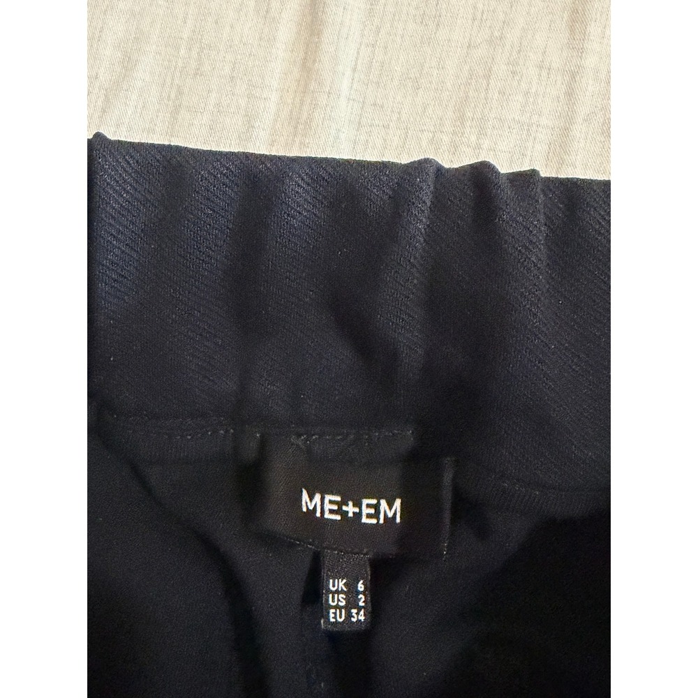 ME+EM Wide Leg Pants Women 2 Navy Blue Cargo High Waist Viscose Twill 023TJ426 - Picture 6 of 8